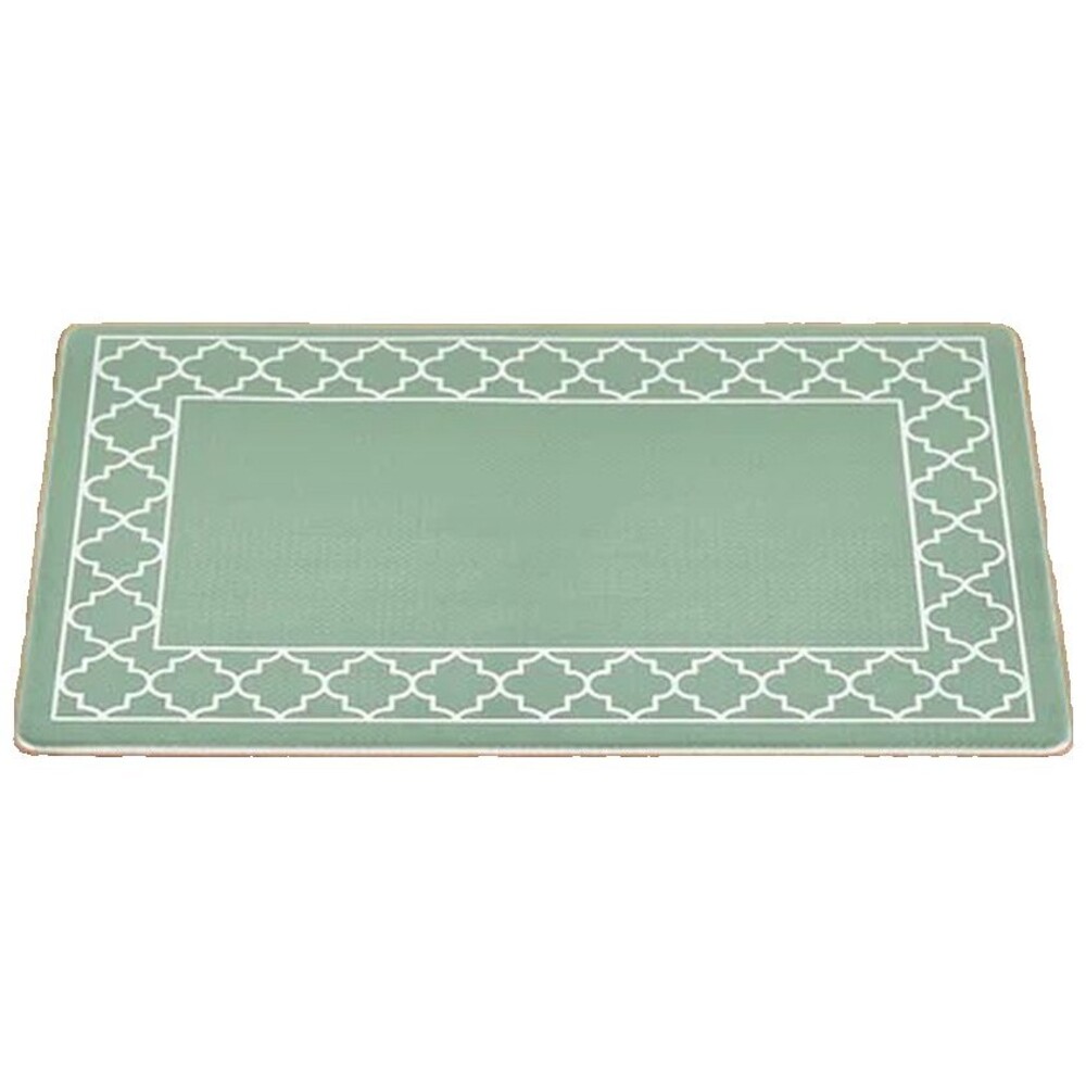 ANTI-FATIGUE NON SLIP PVC FLOOR MAT(18"x30")SAGE GREEN & WHITE LATTICE DESIGN,CE